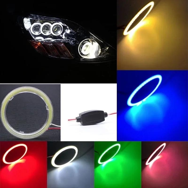 2 Stück Auto Scheinwerfer Cob Blende Angel Eye LED COB Weißes Licht Kreis 60/70/80/90/100/110/120mm Motorrad Moto Auto Lichter