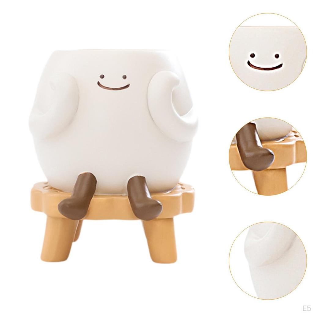 Cartoon Resin Flower Holder Ornament Collectible Pot Decorative Planter for Office Party Entryway