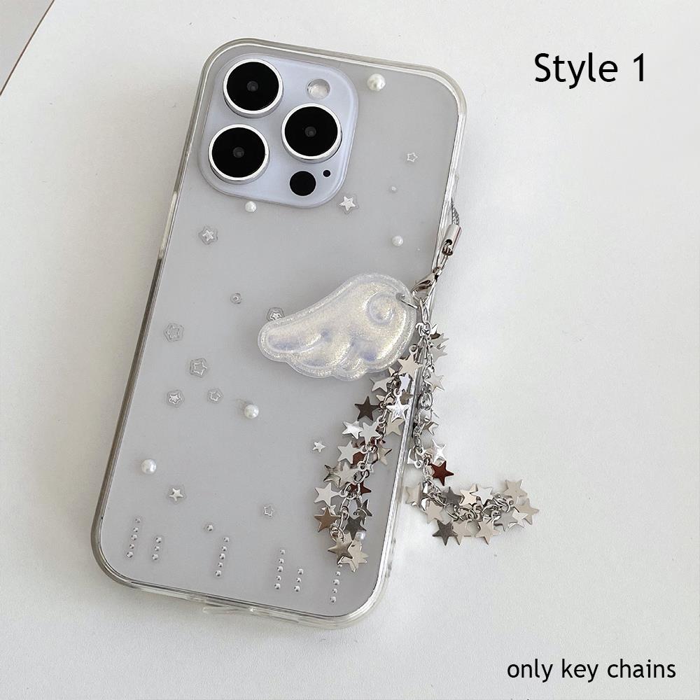 

Y2K Wings Stars Bead Bow Lanyard Door Buckle Mobile Phone Strap Key Chain Pendant Key Chain Five-Pointed Star Key Chain