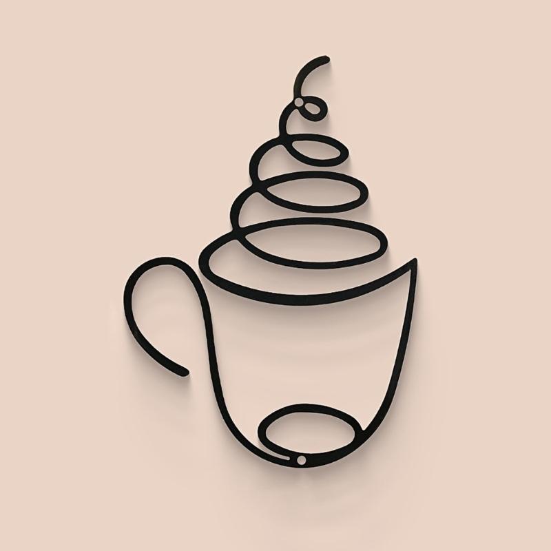 Creative Coffee Theme Wall Hanging Decors Metal Wire Wall Art Ornament Coffee Shop Decoration Home Interior Accessories