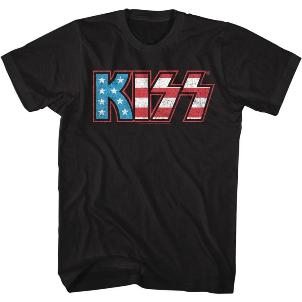 KISS cd lgo AMERICANA LOGO US FLAG Official SHIRT XXL 2X New destroyer love gun Unisex T-Shirt L