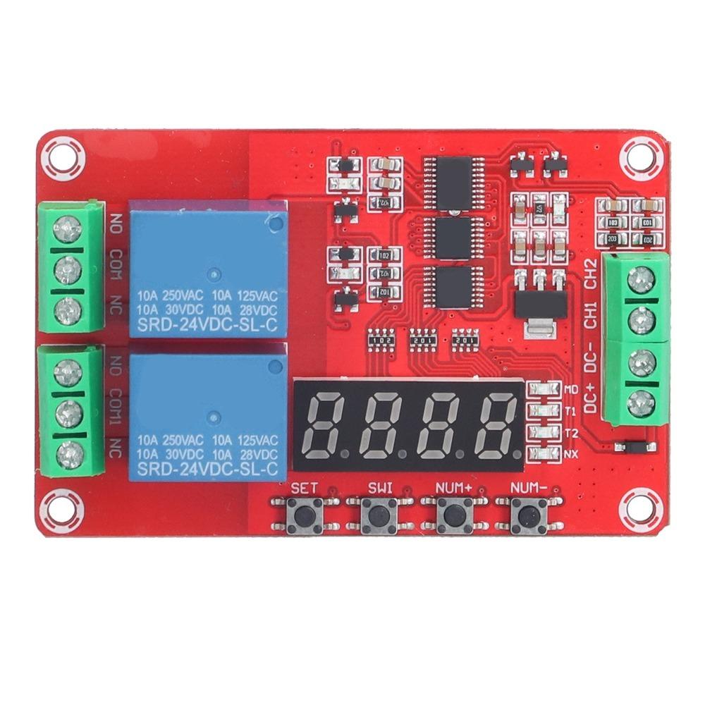 

FRM02 Time Delay Relay Multi Function 2-Channel Time Delay Relay Module Self Lock Cycle LED Display Self Lock Cycle Timer Module 24V