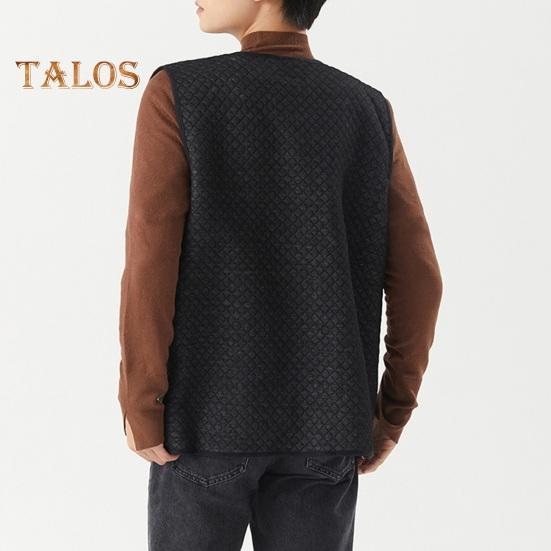 Men Waistcoat V-Neck Sleeveless Single-Breasted Vest Coat Solid Color Velvet Lined Warm Vest Jacket with Pockets
