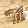 Boho Style Braided Bamboo Buckle Square Buckle Spring and Summer New Women's Belt Hemp Rope Vacation Style Women's Belt