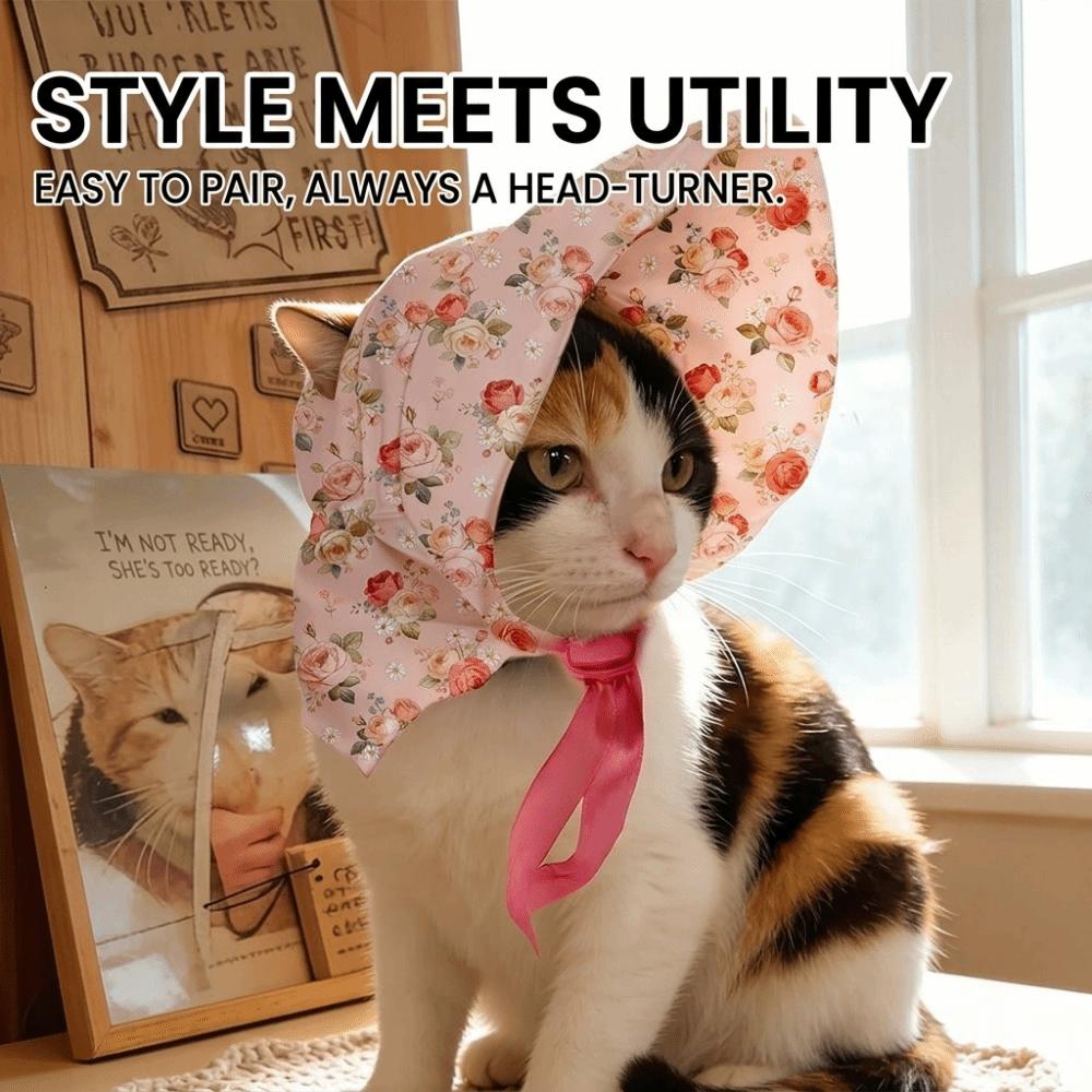 Cute Dog Hat Floral Print Pet Headwear Breathable Pet Photo Prop  Photo Shooting