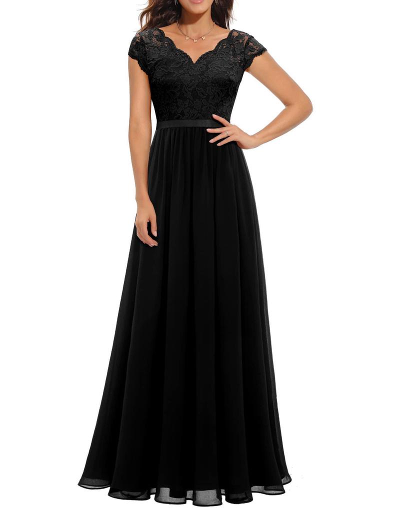 Elegant Lace Splicing Long Evening Dress for an Impressive Look