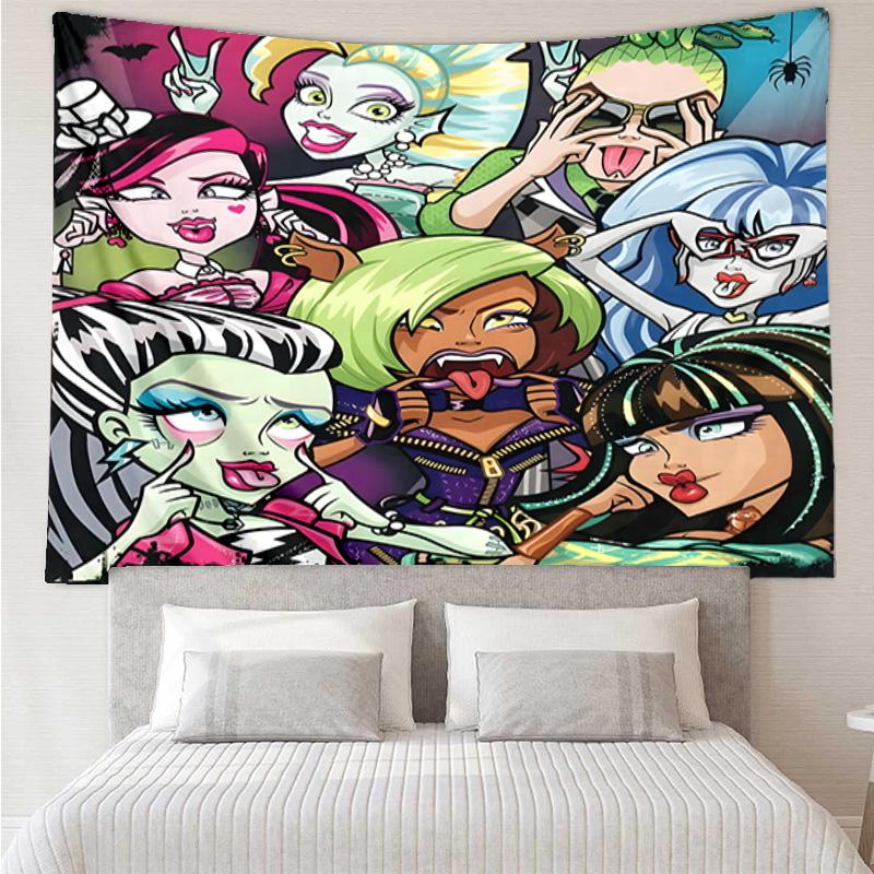 Monster-High Party Tapestry Hanging for Bedroom,Livingroom, Playroom,Decor Art Room Wall Tapestry Holiday and Birthday Gifts