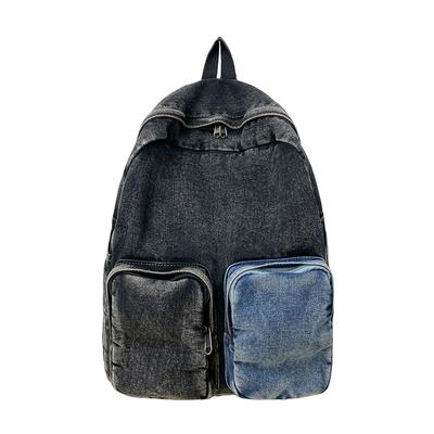 Denim Rucksack Retro Studenten Klassenzimmer Schultasche Leichter Rucksack