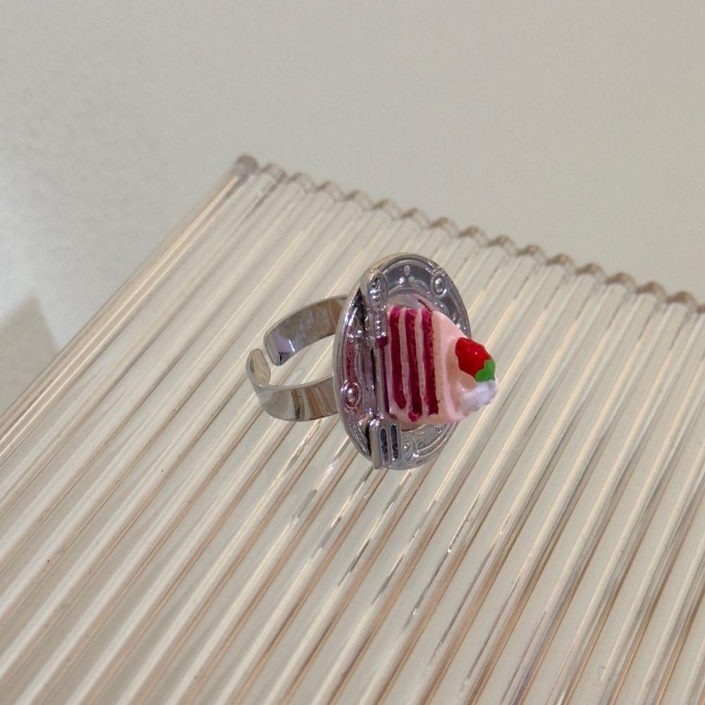 Spoon Mousse Cake Rings Open Jelly Finger Ring Fashion Adjustable Dessert Ring  Couples