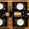 Artoid Mode Black and Gold Cheers to The 2026 New Year Placemats Set of 4, 12x18 Inch Festival Winter Table Mats for Party Kitchen Dining Decoration