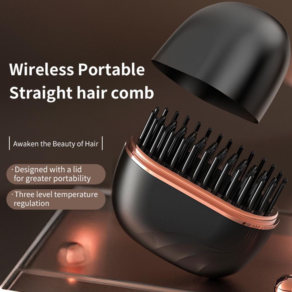 Portable Mini Straightening Comb Cordless Hair Straightener Brush Portable Hairstyling Tool Anti-Scald ShellUSB Charging Brushes