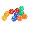 40Pcs 12 Sided Transparent Dice Waterproof 5 Colors Translucent Dice for Board Games and Teaching Math