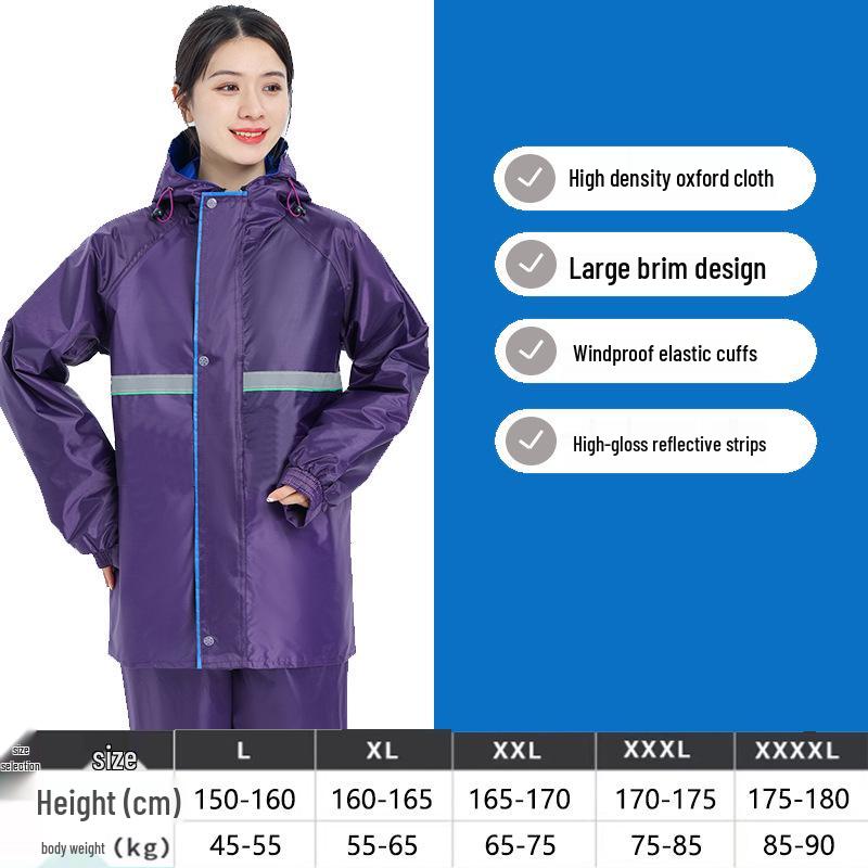 

Непромокальний дорослий дощовик та штани: Водонепроникний, для Велоспорту, Електромобілів та Мотоциклів. XXL