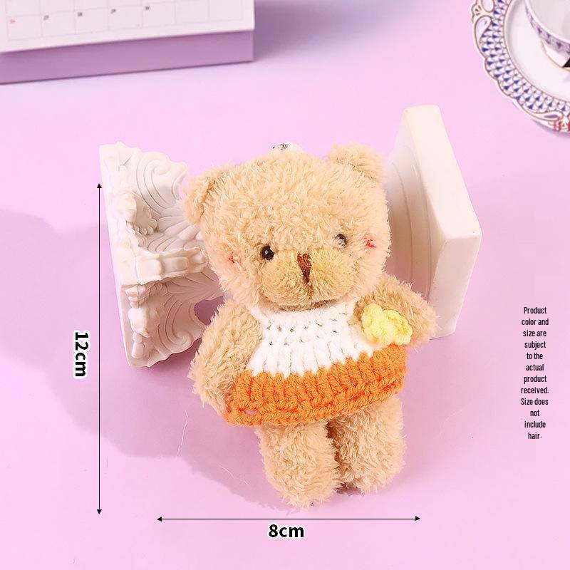 Blush Bear Doll Keychain: Cute Skirt Plush Heart Bag Charm Gift