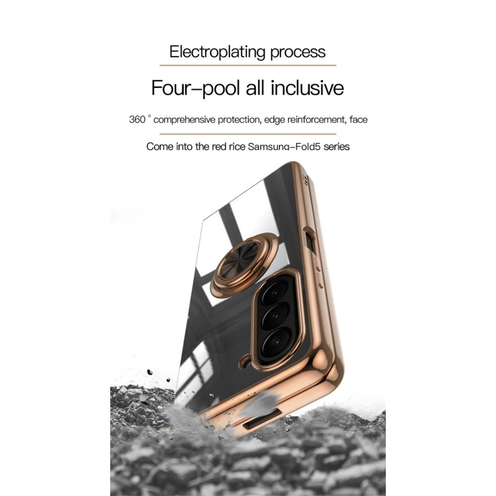 Shockproof Plating Ring Holder Phone Case for Samsung Galaxy Z Fold 6 5 4 Protective Stand Back Shell Luxury Full Protection Cover