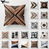 45x45cm Kreativní Mramorové Povlaky na Polštáře s Texturou Dřeva Módní Geometrické Pouzdro na Polštářky Farmářský Domov Dekorace Pohovka Pohovka Dekorační Polštáře