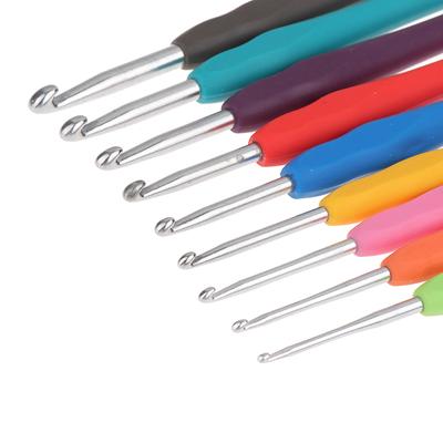 Crochet Hooks Kit Rubber Handle Crochet Hooks Needles Grip Ergonomic Handle Knit Weave Craft Yarn Sewing Tools Crochet Knitting