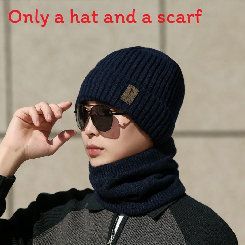 Gestrickte Wintermütze mit Buchstabenstickerei für Herren Kälteschutz