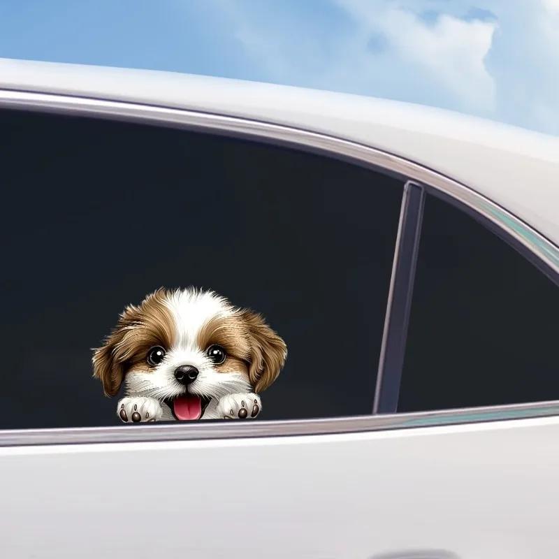 1PC Cartoon Dog Stickers, Double Sided Waterproof Matte Vinyl Animal Decals for Car Window Interior & Exterior Auto Decor
