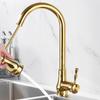 Antique Brass Kitchen Faucet Pull Out Spout Kitchen Faucet Black Single Hole Swivel Hot Cold Water Kitchen Mixer Tap Gold