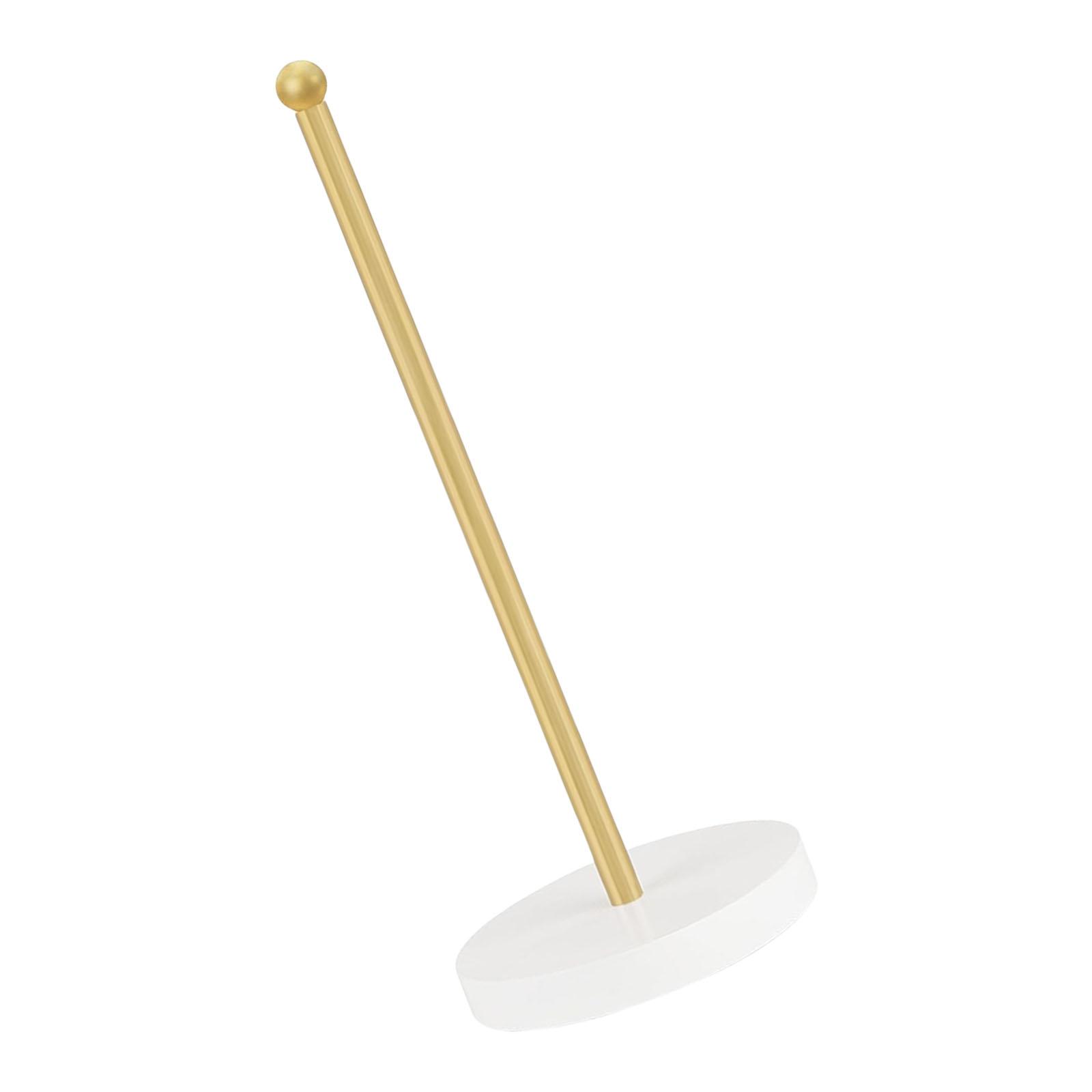 

Стильный держатель для резинок для волос с металлической перекладиной и деревянным основанием. Элегантная подставка для демонстрации скранчи для украшения столешницы туалетного столика.