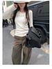 Women's Long-Sleeve Off-Shoulder Button-Up Base Layer Top - Stylish Autumn/Winter 2026 Arrival
