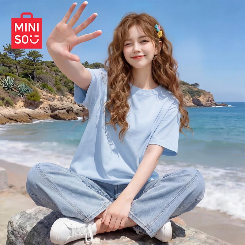 

MINISO Women s Pure Cotton Loose Short-Sleeve T-Shirt S (85-100 lbs)