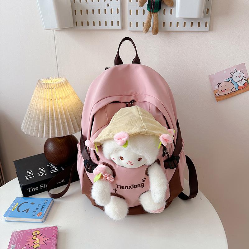 Schoolbag Cute Bear Schoolbag Plush Cartoon Doll Backpack Doll Girl Middle School High School Large Capacity Student Backpack