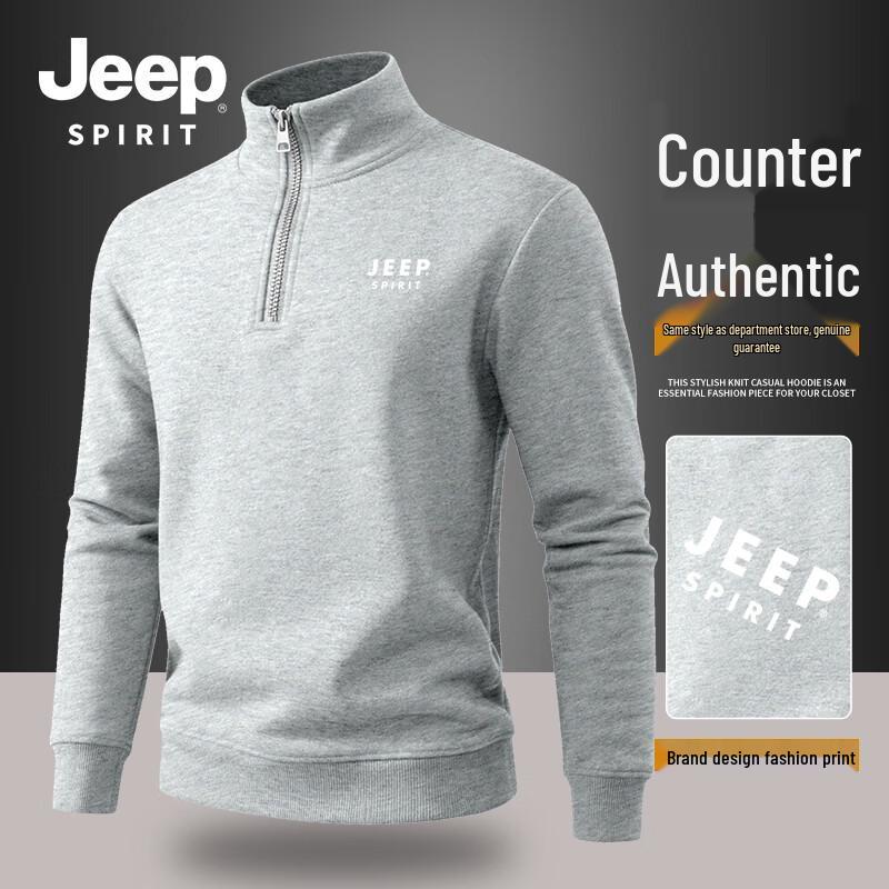 

JEEP SPIRIT Men s Casual Stand-Collar Pullover Sweatshirt M