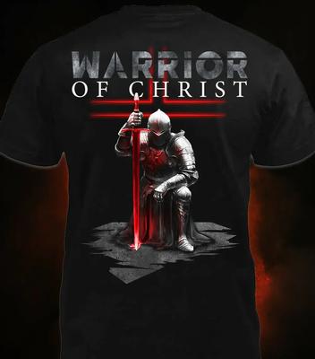 Krieger Christi T-Shirt Kniender Krieger Jesus Gott Vintage Rückseite Unisex