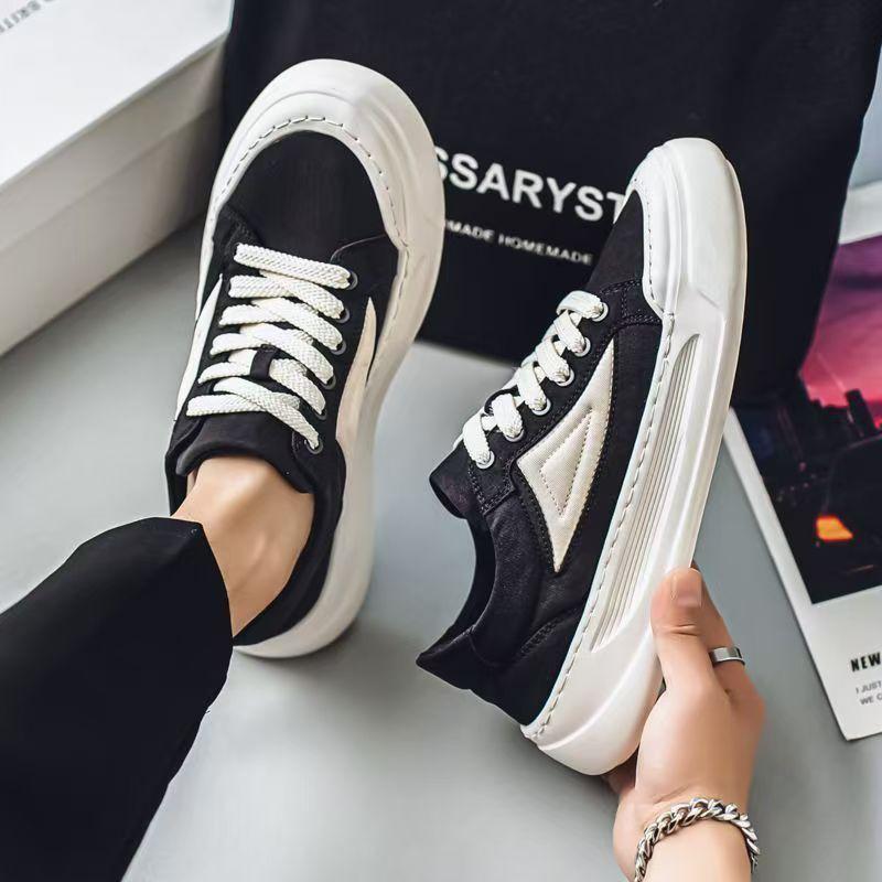 Men's shoes breathable canvas shoes 2025 summer new low-top sports and leisure shoes men's soft-soled versatile thick baseplate shoes