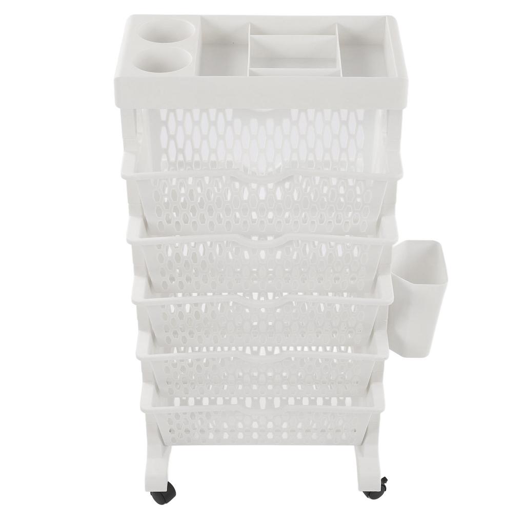 Movable Bookshelf 6 Tier Large Capacity Thickened Multifunctional Rolling Book Rack for Deskside Living Room