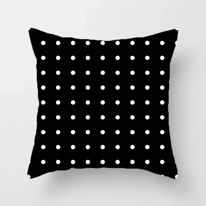 Black and white classic pillowcase polka dot stripes geometric pattern cushion simple modern style sofa decoration pillow