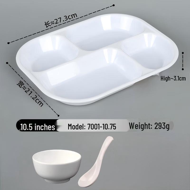 Dí Ruì ēn A5 Melamine Multi-Compartment Dining Set Meal Plate + Bowl + Spoon