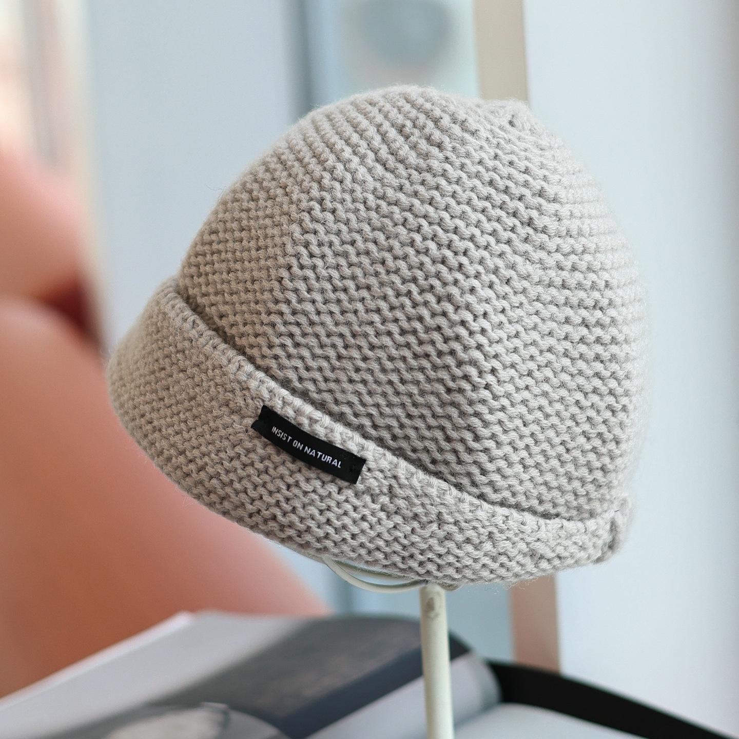 

Korean Retro 100% Wool Yuppie Style Knitted Landlord Hat for Autumn and Winter Warmth, Versatile and Fashionable Woolen Hat Adult56-58cm elastic