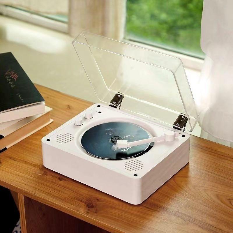 10W 5V Record Player Vintage Vinyl CD Player Mobile Bluetooth Large Battery Sound System Stereo Dual Speaker