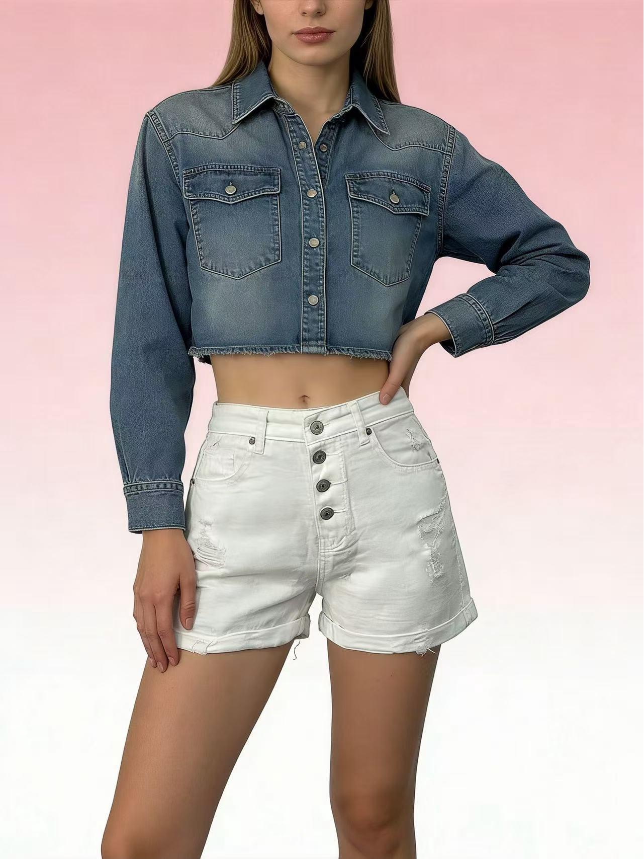 

European and American High-Waisted Slimming Bodycon Straight-Leg Four-Button Women s Jeans Small белый
