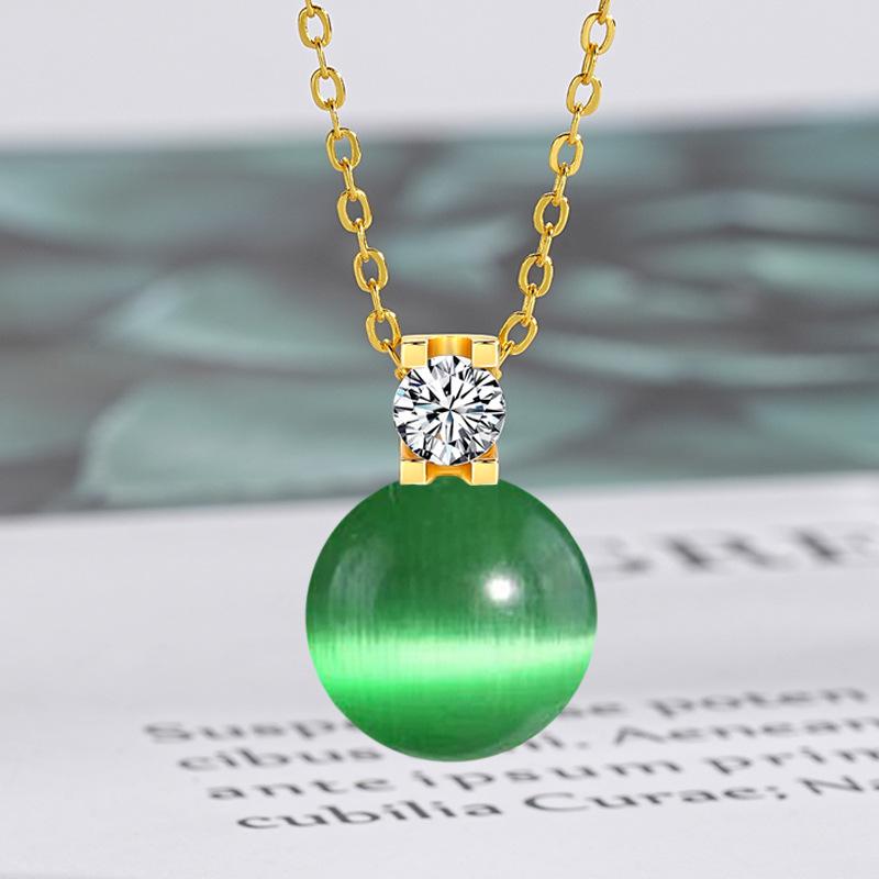 Zirkon Katzenaugenstein Anhänger Schlüsselbeinkette für Frauen