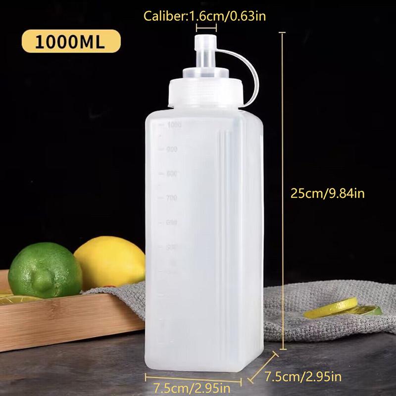 600/800/1000ML Square Squeeze Sauce Bottles Condiment Dispenser Large Mouth Dustproof Kitchen Seasoning Salad Olive Oil Bottle