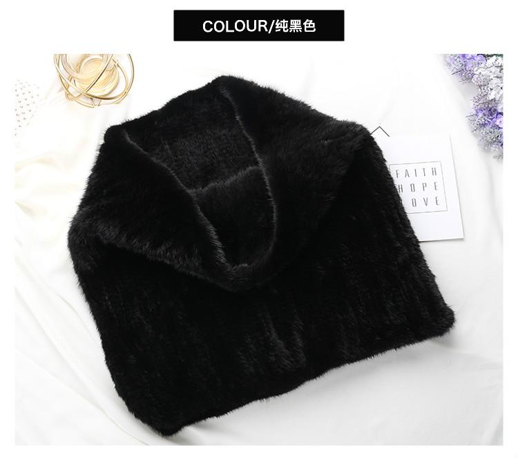 MWFur Fashion Mink Fur Warp Winter Fashion Shawl Hand Knit Luxury Mink Fur Scarf Wrap Collar Shawl Shrug