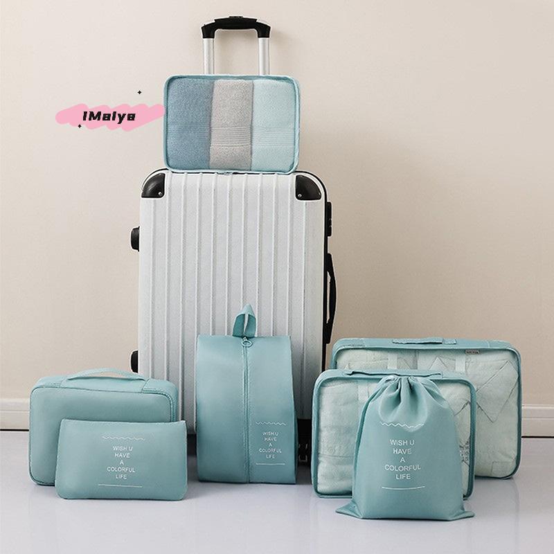 7Pcs/Set Folding Packing Cubes Set Digital Toiletries Organizer Travel Storage Bags for Clothes Shoes Suitcase Organization