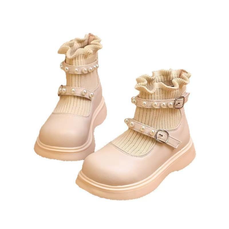 Girls socks boots 2025 autumn and winter new boots baby socks boots children single boots girls fleece short boots Martin boots