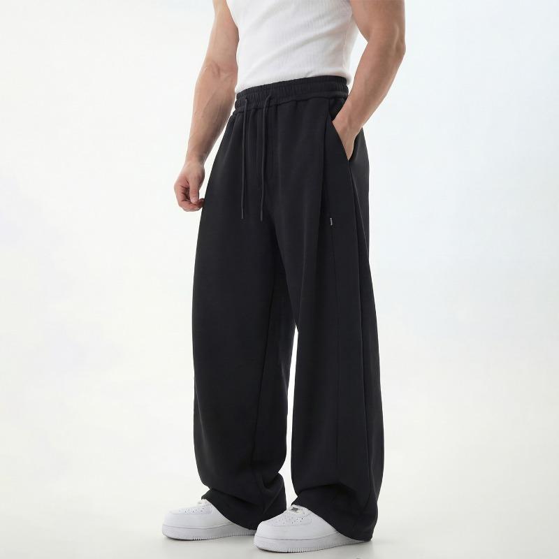 Mens Loose Split Spliced Draping Casual Sports Long Sweat Pants