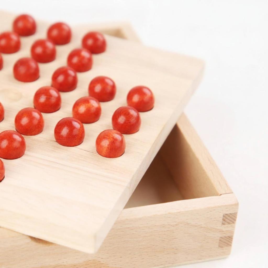 Wooden Peg Puzzle Board Solo Game with Pieces Compact for