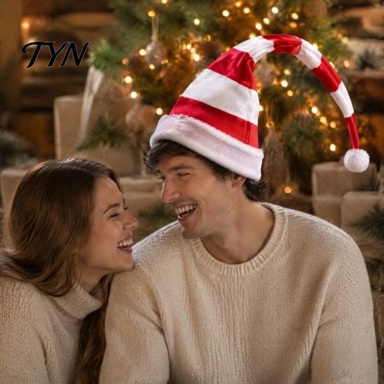 Weicher Stoff Feiertagshut Weihnachten Elfen Spitzhut, Gestreift mit Bommel oder Weihnachtsfeier Dekorative Accessoires Glöckchen, Cosplay für Erwachsene, Kostüm