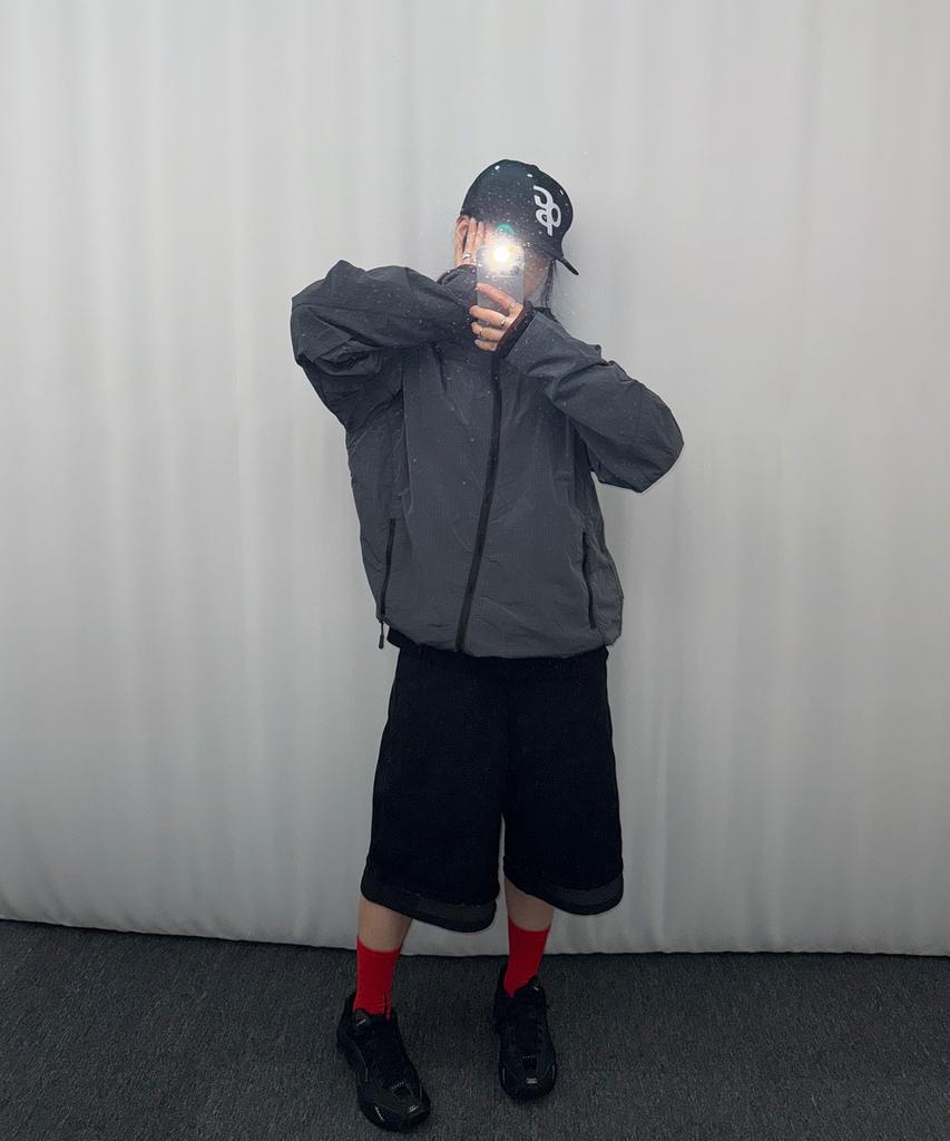 Zplish Curved Hooded Wind Jacket Charcoal