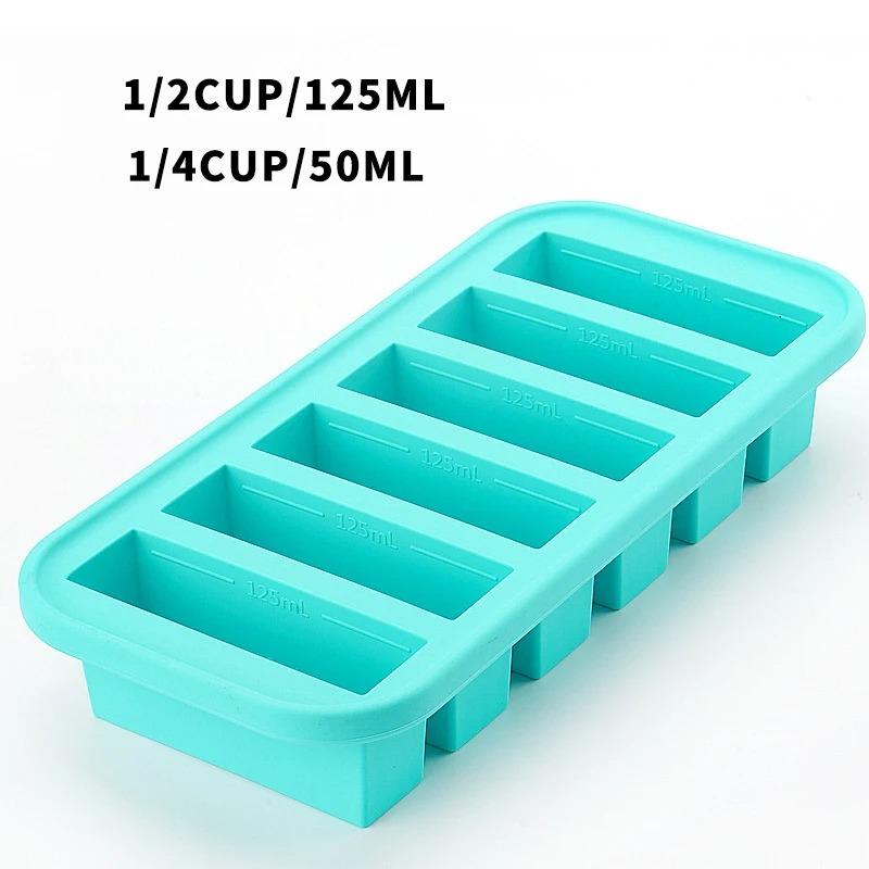 2/4/6-piece Silicone Freezer Tray Mold with Lid, Storage Box Food Box, Storage Containers for Soup, Broth, Meal Prep, Ice Cubes