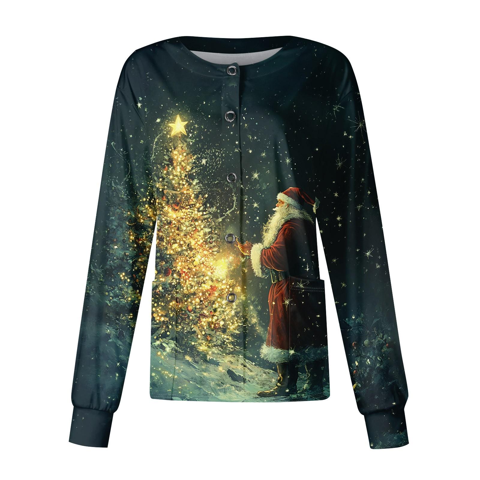 

Женская футболка с цветочным принтом, рукавом три четверти, рождественским принтом, воротником на пуговицах, верхняя часть, нижняя часть рубашки S