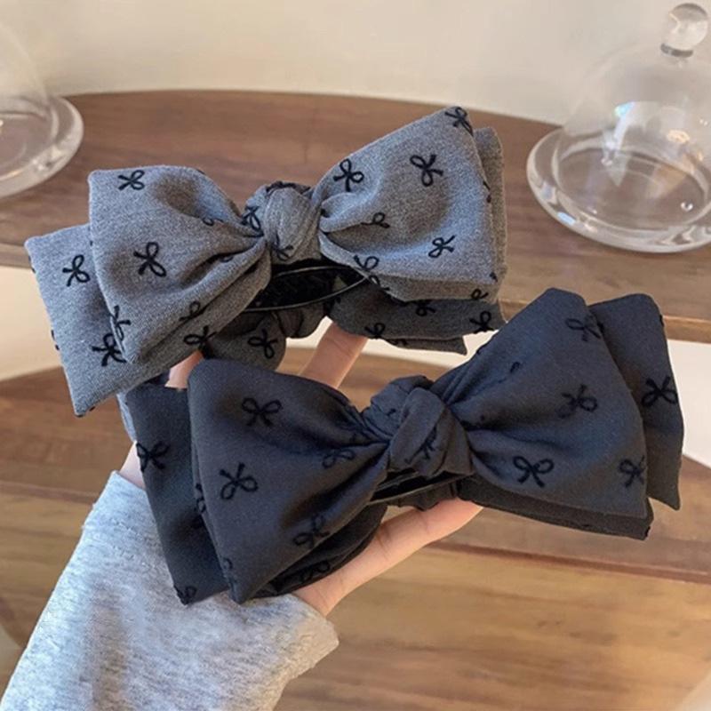 Gray Double Butterfly Knot Hair Clip Elegant Lady Lightweight Luxury Style Ball Head on Back of Head Girls Hair Accessories