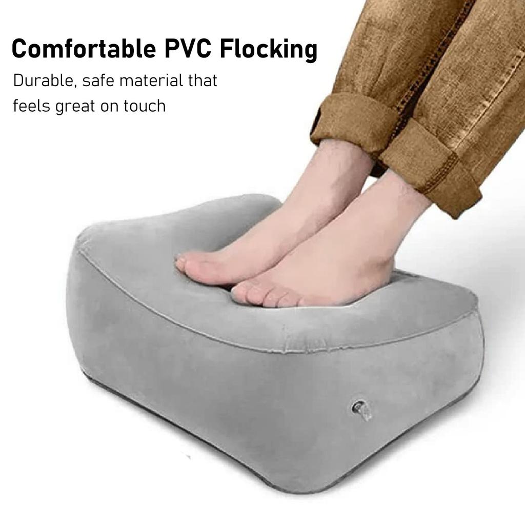 Inflatable Foot Rest for Air Travel Multifunctional PVC Flocking Portable Leg Rest Pillow